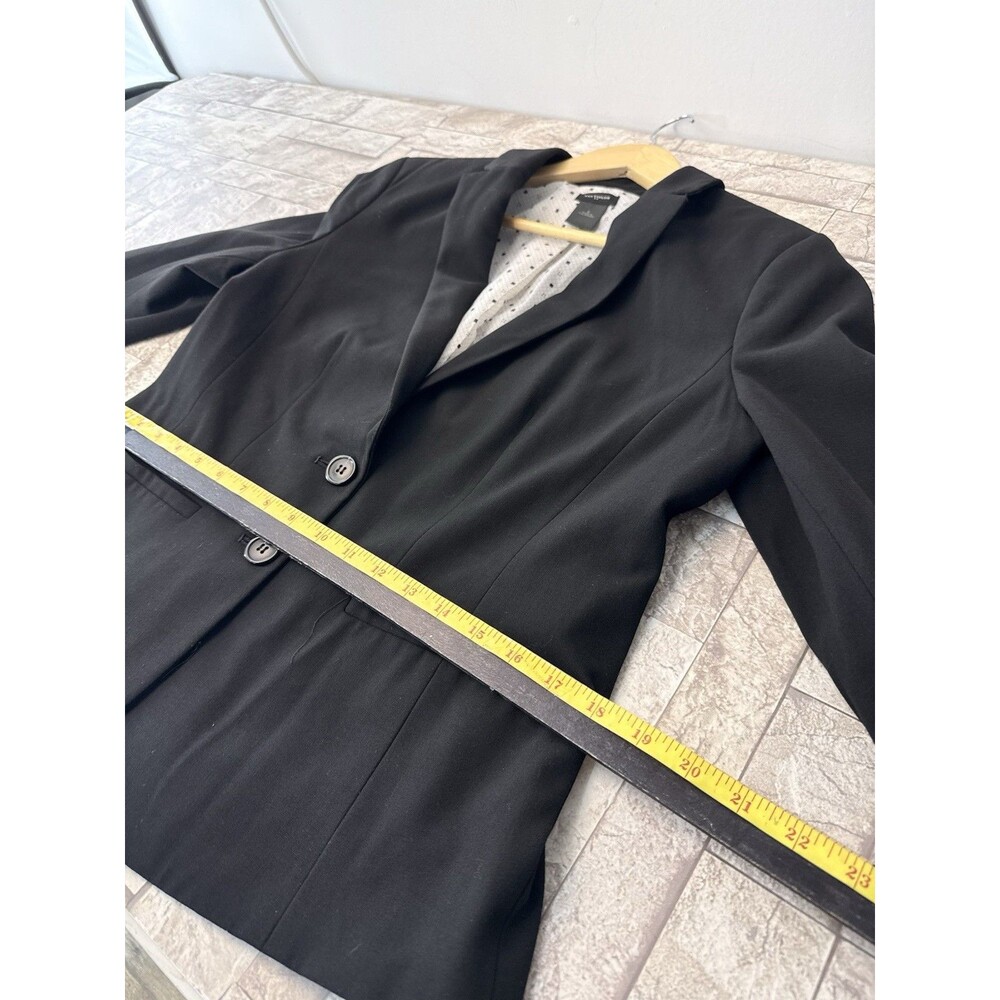 Ann Taylor women's size 8 jacket blazer black weave button front - Picture 6 of 13